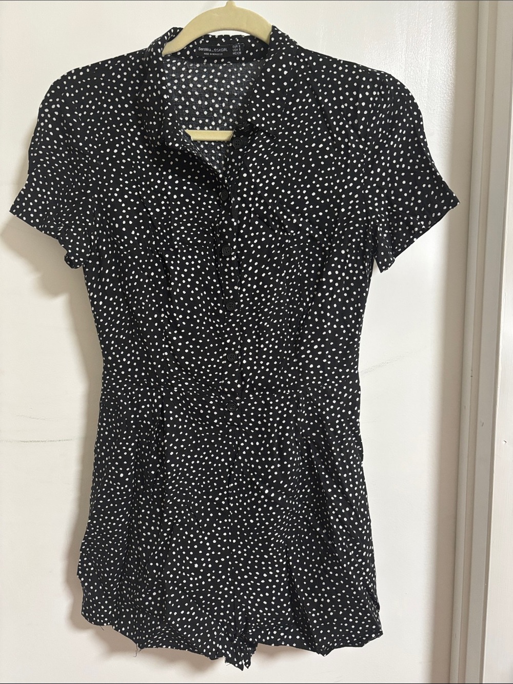 Bershka Black and White Polka Dot Romper